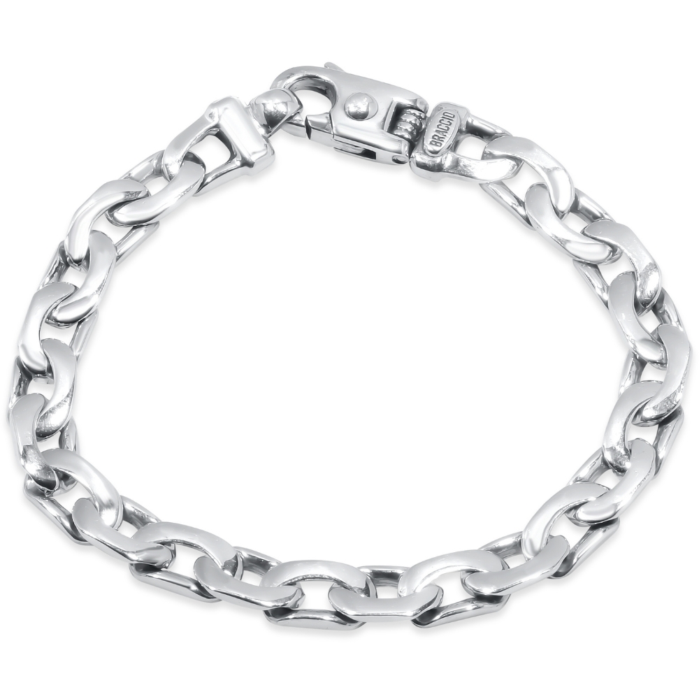 Braccio Men's 36 Gram Designed Link Solid Silver Bracelet 8.5